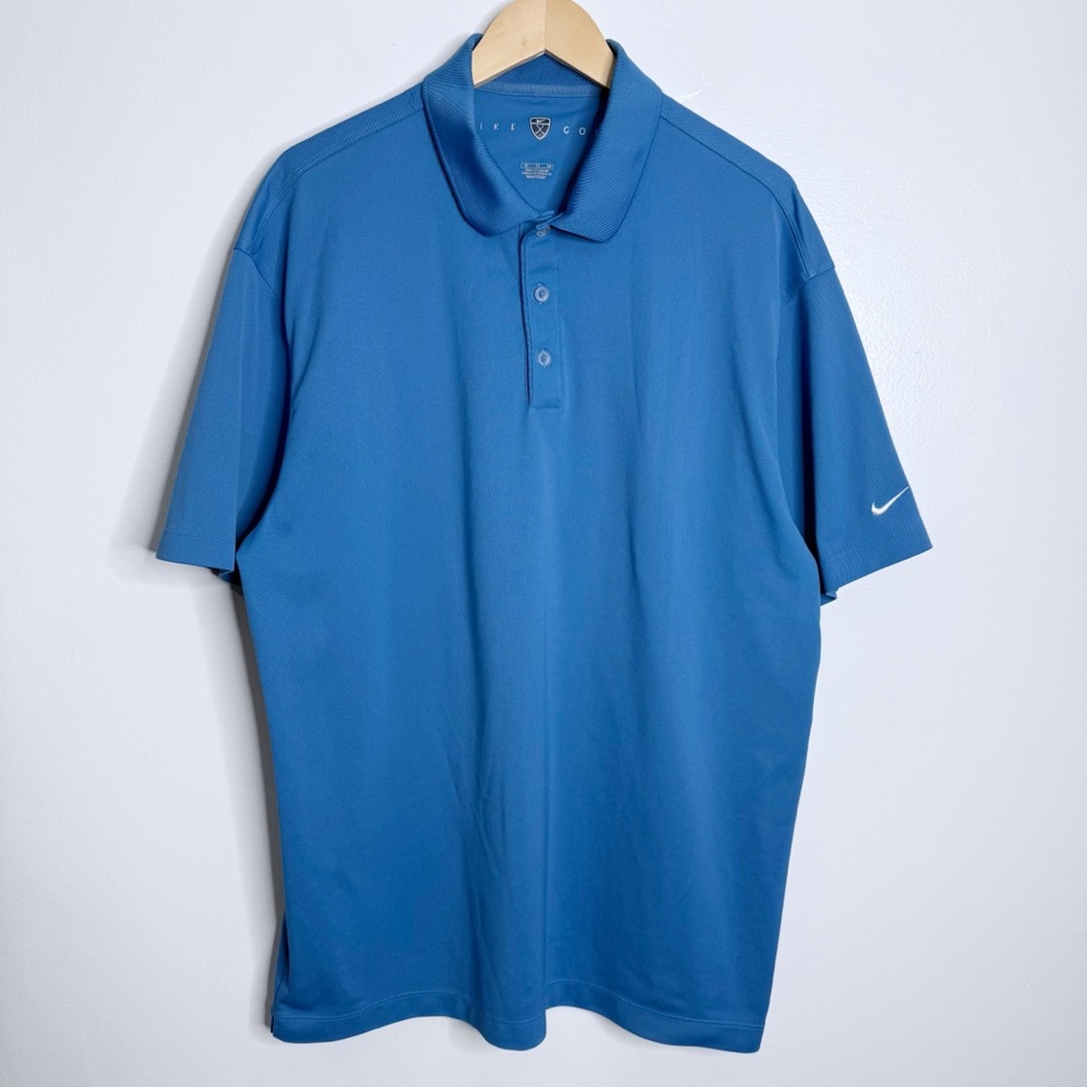 Nike Golf Fit Dry Collared Polo‎ Shirt Blue Textured Athletic Sport Size X-Large